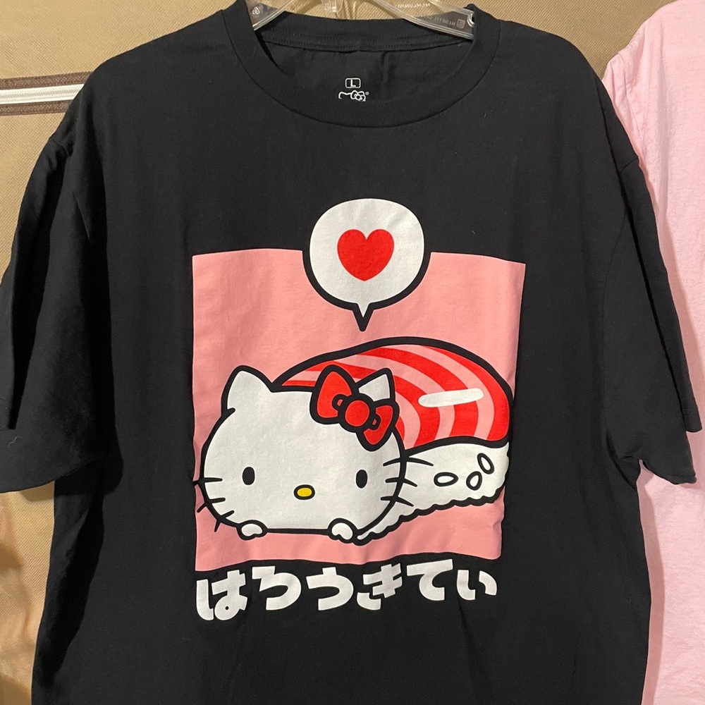 Sanrio Hello Kitty and Kuromi Short Sleeve Tees - Black and Pink - Picture 2 of 5
